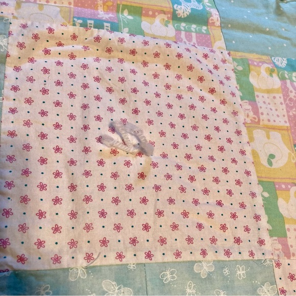 Handmade PASTEL SQUARES Animal Air balloon Baby Throw Blanket Quilt - Picture 4 of 9